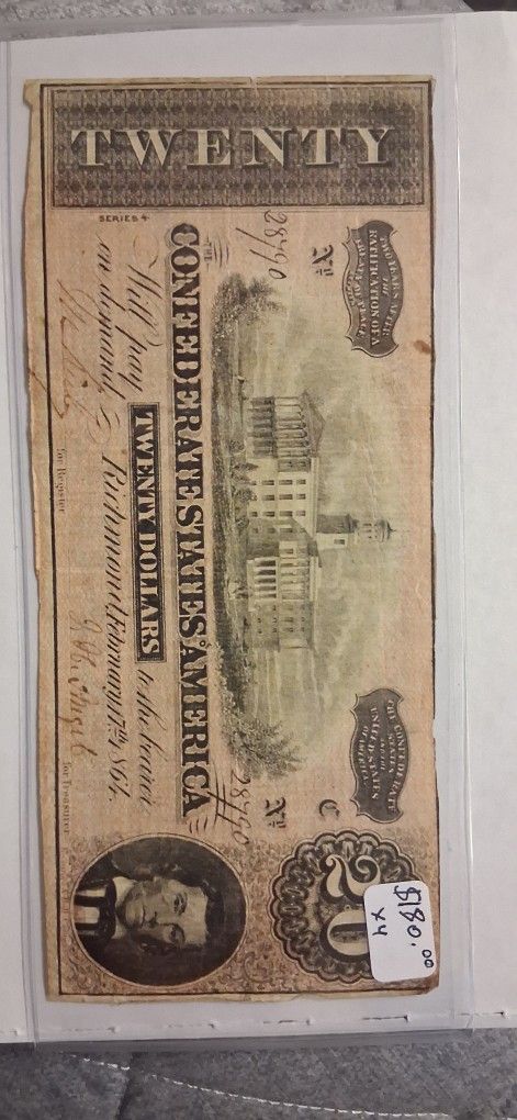 $20 1864 Confederate Note 