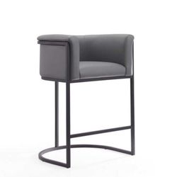 Manhattan Comfort Cosmopolitan33.8 in. Grey and Black Metal Counter Height Bar Stool