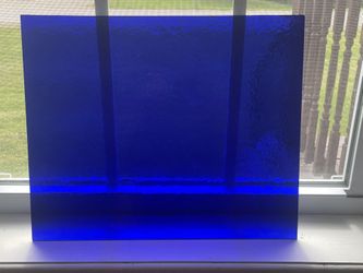 Antique circa 1920’s Blue Swirl Textured Stained Glass Window Panel 