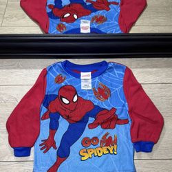 Vintage Kids / Toddlers Spider-Man “Go Spidey” All Over Print Pajamas Long Sleeve Shirt 