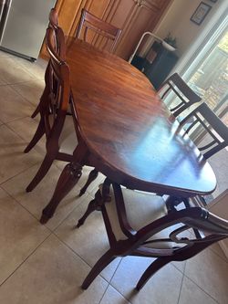 Wood dining table with chairs