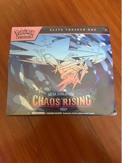 Pokemon Chaos Rising ETB-ripped plastic on 2 corners
