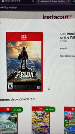 U.S. Version The Legend of Zelda: Breath of the Wild - Nintendo Switch 2 Edition