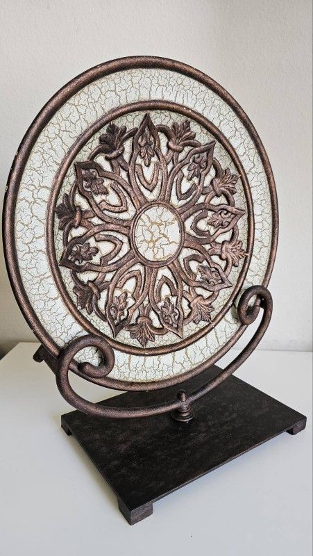Metal Vintage MCM FRATELLI FANCIULLACCI ELBEE POTTERY Large Platter Plate Rare ITALY