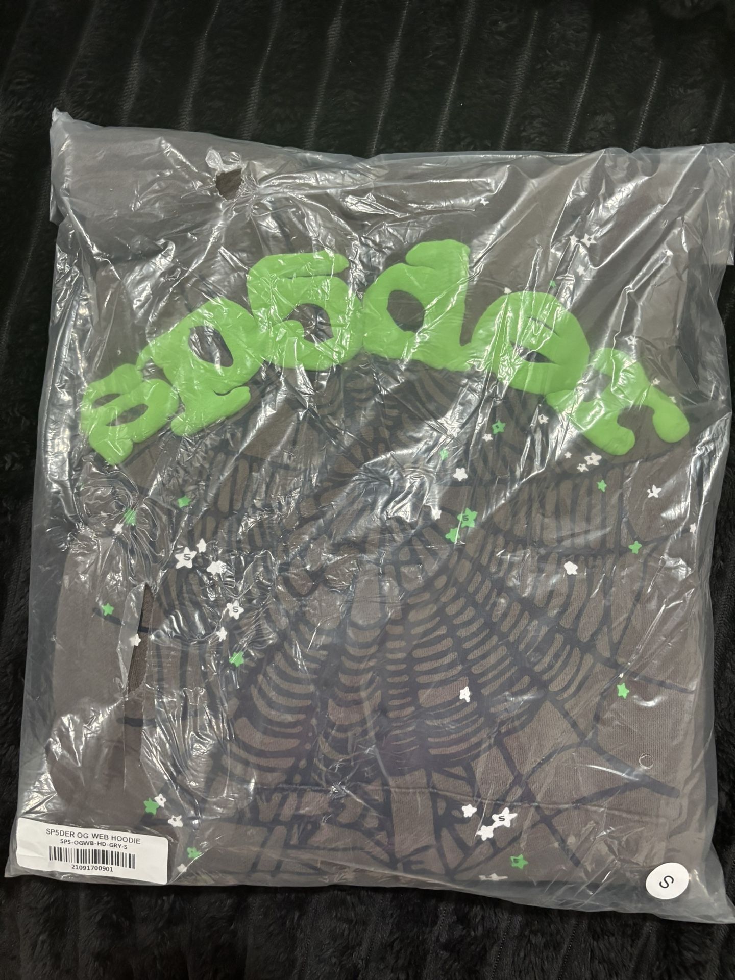 Dark Grey Sp5der Hoodie - size small - New