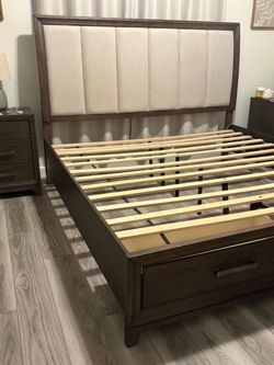 King Bed Frame with Storage Drawer