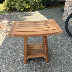 Shower Bench, Waterproof Teak Shower Stool, Wooden Stool for Bathroom