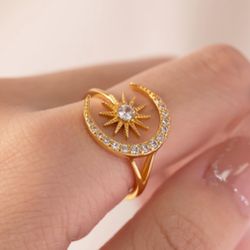 Celestial Sun & Moon Ring – Dainty, Elegant & Adjustable