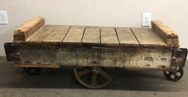 Antique Industrial Nutting Cart Factory Cart Coffee Table Restoration Hardware Rejuvenation Style