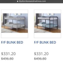Brand New Full Size Metal Bunk Bed $50 Down Takes It Home!