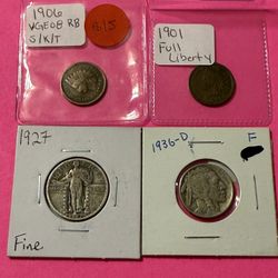 Standing Liberty Quarter, Buffalo Nickel, Indian Head Cents