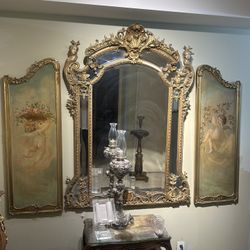 Antique Carved Wood Mirror