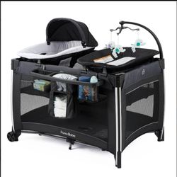 Pamo Babe 4-in-1 Portable Baby Playard with Bassinet & Changing Table