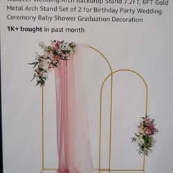 Golden Metal Backdrop Arch Stands Set Of 2 For Wedding Birthday Party Decoration