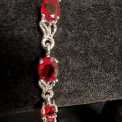 New Sterling Silver 925 and Garnet stone tennis bracelet