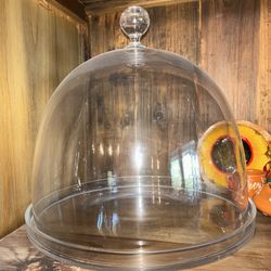 Large Clear Glass Cloche Dome w/ Glass Base – Display Cover 