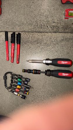 Milwaukee Multi-Bit Screwdrivers (2), Nut Driver Set, Markers