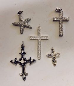 Jewelry-making craft items, crosses, beads, gemstones and more