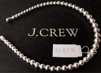 (NEW) WOMEN’S J.CREW FACTORY BRIGHT SILVER METALLIC BEADED HEADBAND - SIZE: OS (ONE SIZE)