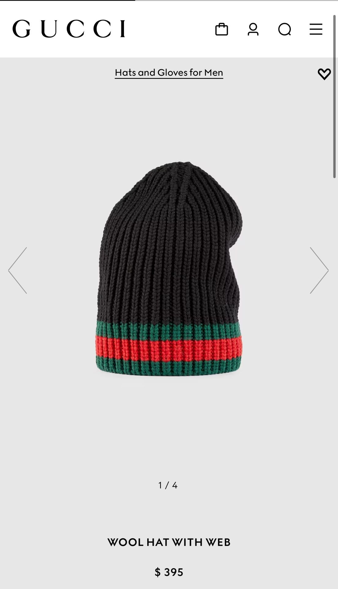 AUTHENTIC - Gucci Beanie - Wool Hat With Web