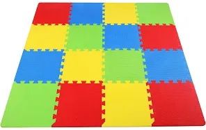 12 Primary Pastel 24 in. W x 24 in. L x 0.5 in. Thick Foam Exercise\Gym Flooring Tiles ) (48sq. ft.)