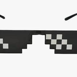 Mosaic Two-dimensional Pixel Thin Rimless Irregular Black Frame Fashion Glasses For Decoration