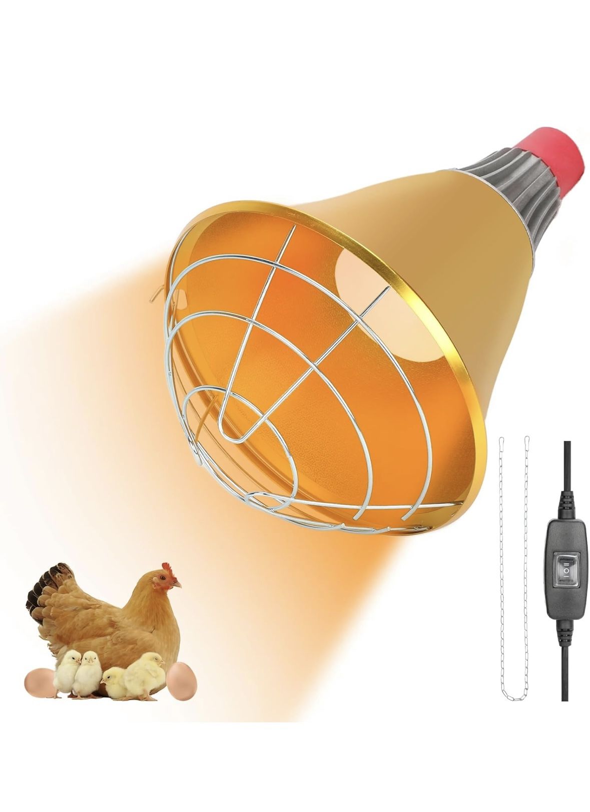 Chicken heat Lamp for E26 base, screen 3 temperature setting and 6.5 string
