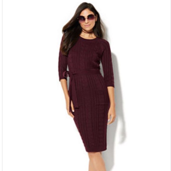 New York & Company Patch Pocket Sweater Dress Size M 