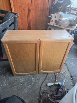 Oak Wood Wall Cabinet Two Doors