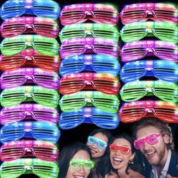 50 Pack LED Glasses 6 Color 3 Mode Light Up Party Glasses Glow In The Dark Shutter Shades