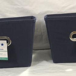 2pcs Storage Bins navy  blue . Size 12.99”L x10.83”W x 7.48”H