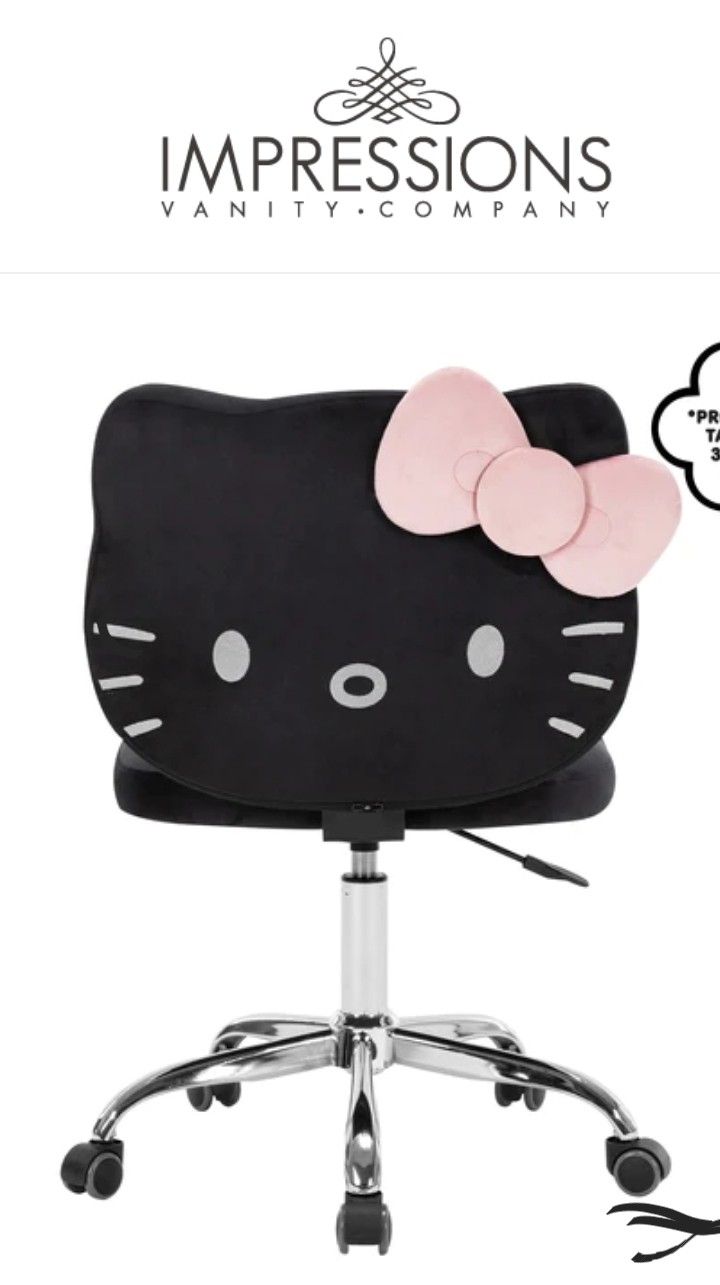 Hello Kitty Impressions Vanity Makeup Chair Black New In Box