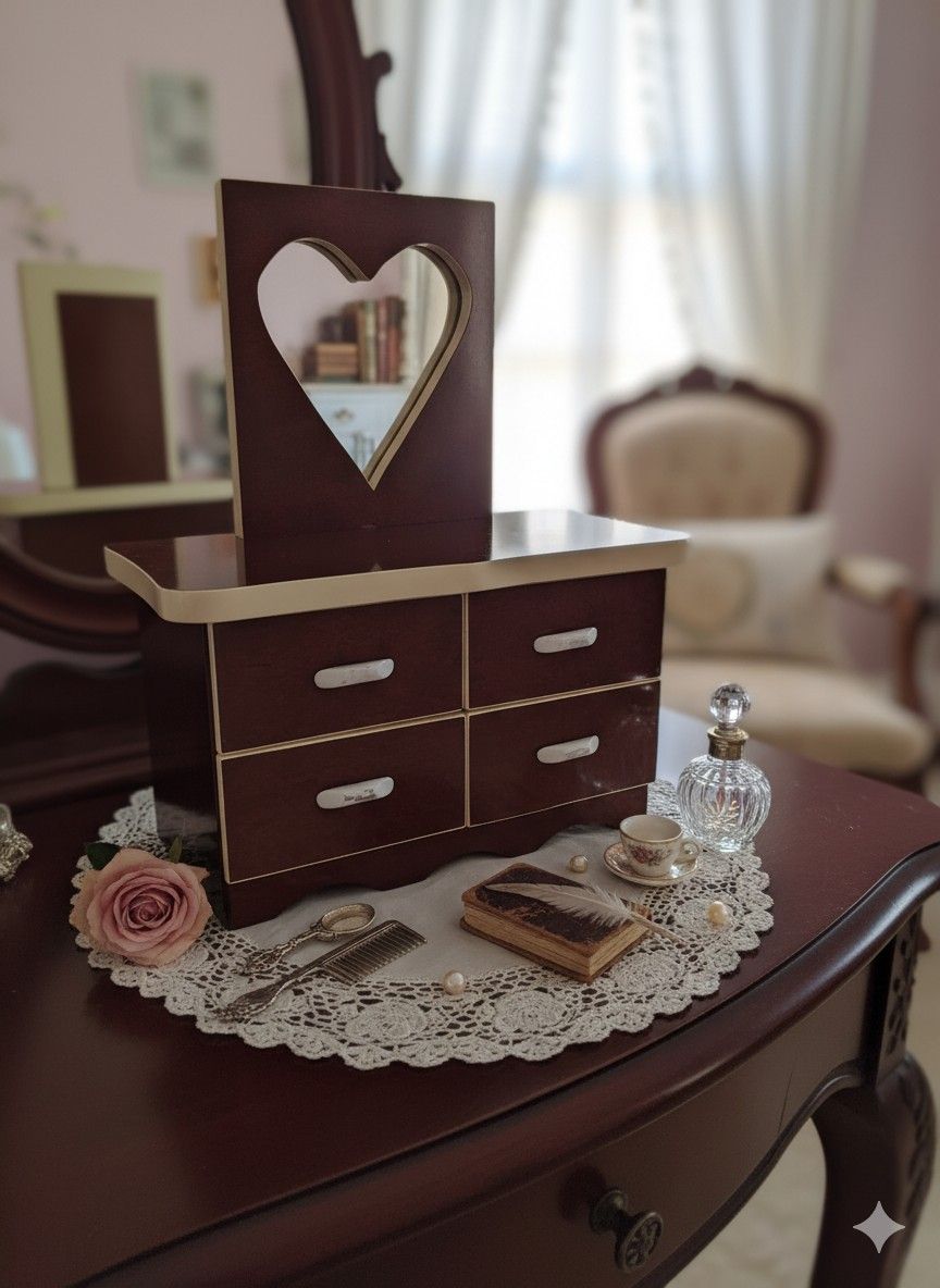 Antique Handmade Miniature Solid Wood Dresser/Jewelry Box