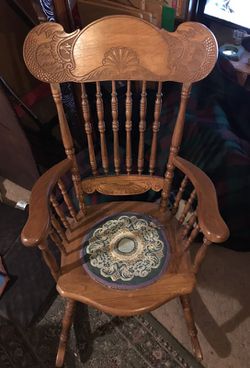Turn of the century commode. Antique, modified as a rocking chair. Excellent condition! Rare find!