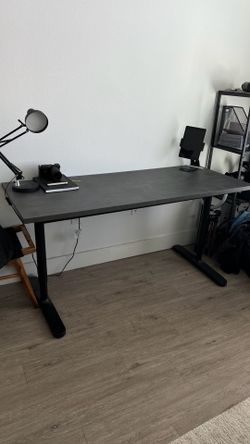 63 In. IKEA Bekant Desk with Faux Concrete Table Top