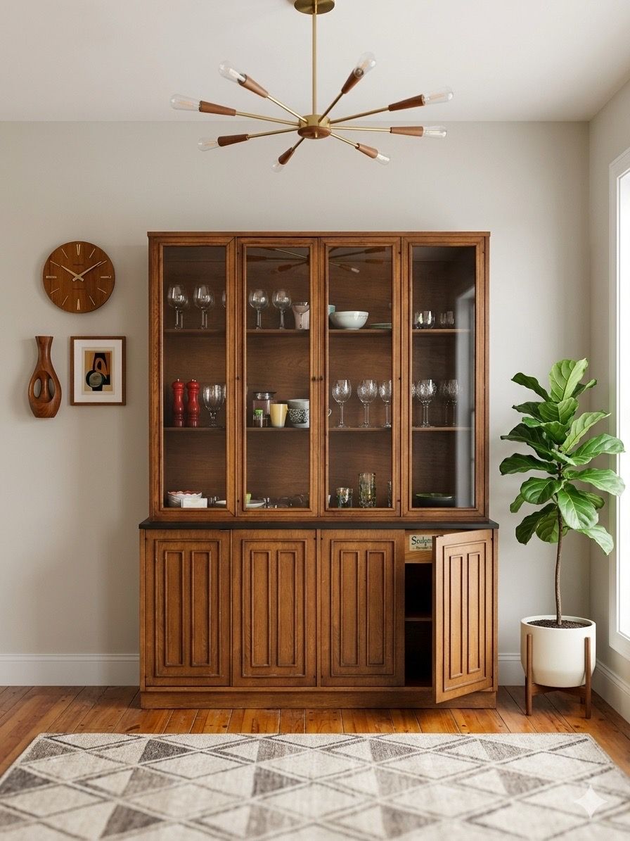 Vintage Broyhill Sculptra China Cabinet / Hutch - Mid-Century Modern (AVAILABLE