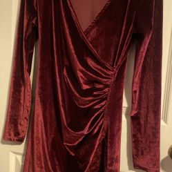 Beautiful Burgundy Ruched Dress