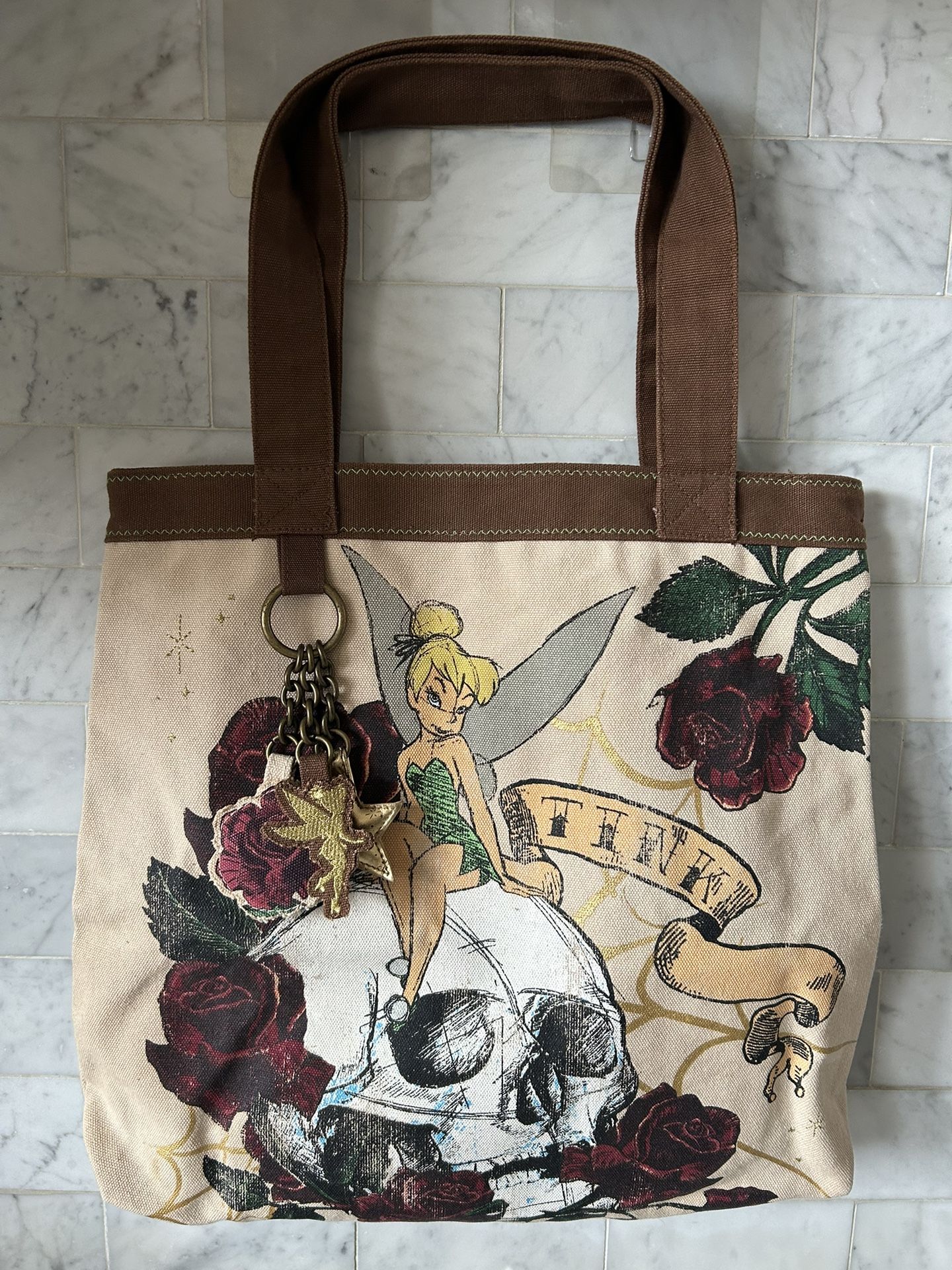 Disney Loungefly  Tinkerbell With Skull Tote Bag