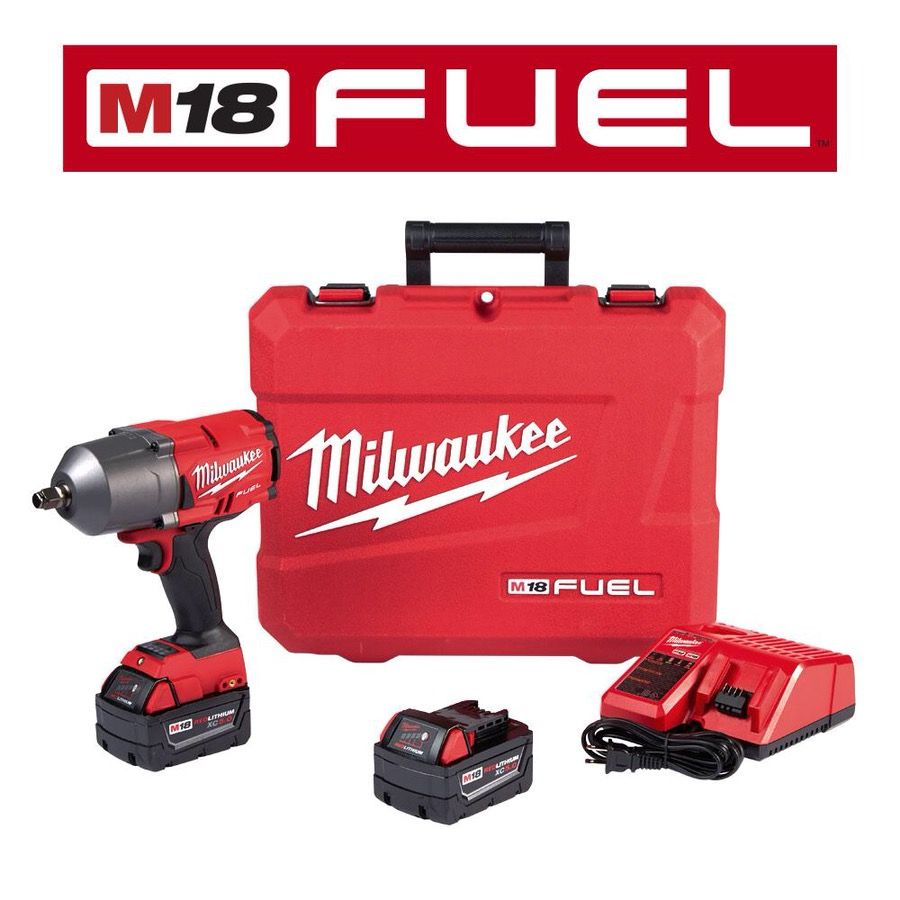 Milwaukee M18 FUEL 18-Volt Lithium-Ion Brushless Cordless 1/2 in. Impact Wrench and Friction Ring Kit with (2) 5.0Ah Batteries