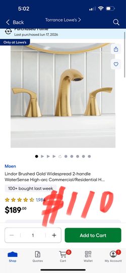 Moen Lindor Brushed Gold Widespread 2-handle WaterSense High-arc Commercial/Residential H..