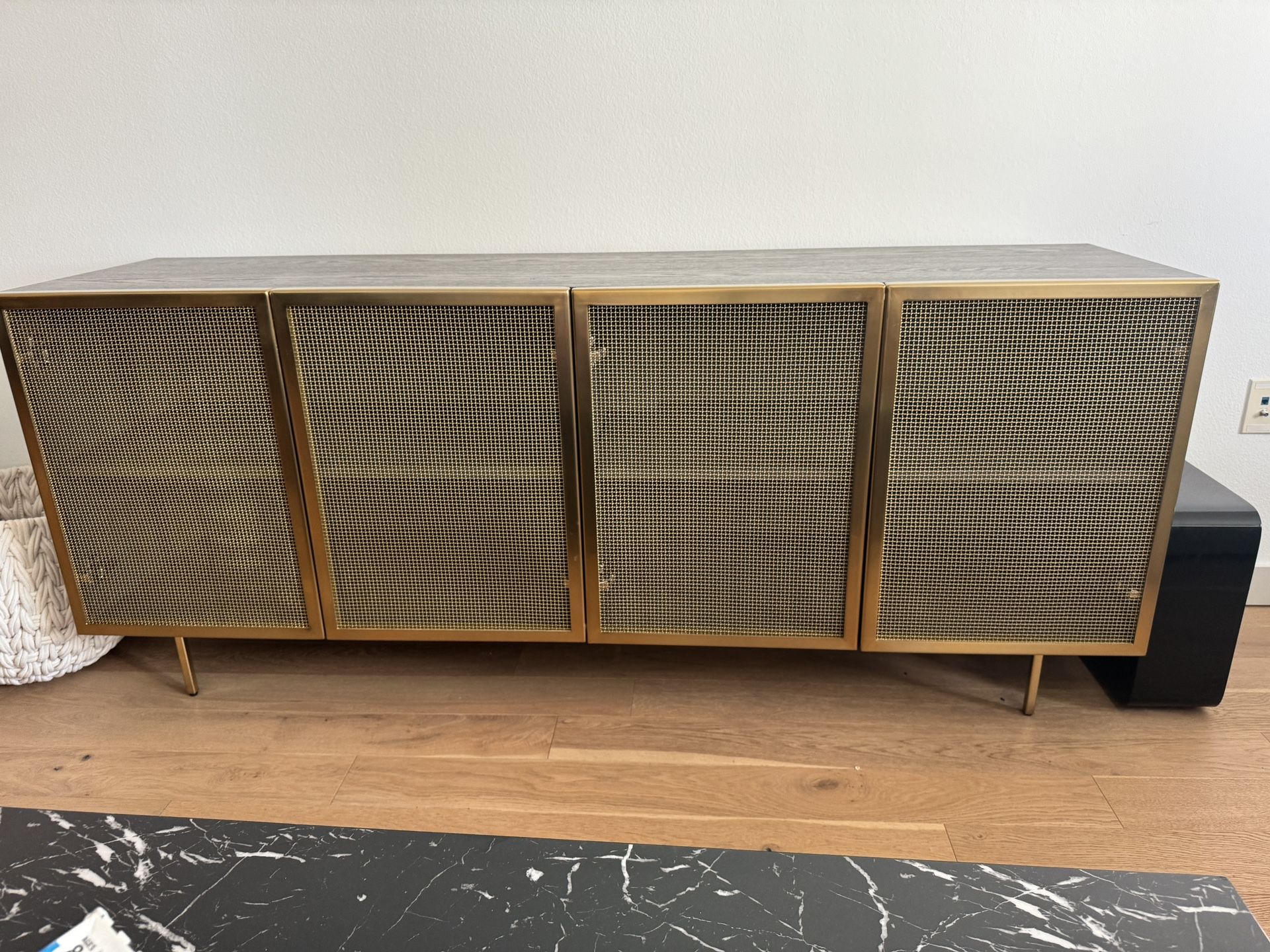 CB2 Trace 71" Brass Wire Mesh Credenza