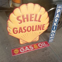 Large 36"Shell Metal Sign or  Skinny Chevrolet  Street Metal Sign.
