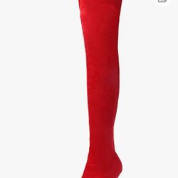 Size 10 Red Suade Thigh High Heals