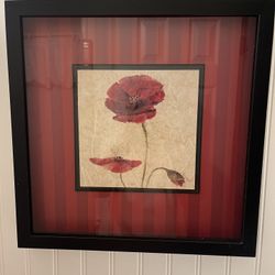 Framed poppy Flower Art