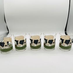 Vintage Warren Kimble Glasses Cow Sheep Farm Set Of 5