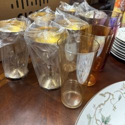 glass cups and gold goblets 
