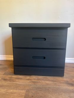 2 Drawer Black Wooden Nighstand