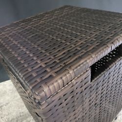 Patio Wicker Side Table with Propane Tank Holder