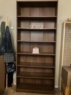 Dark wood bookshelf