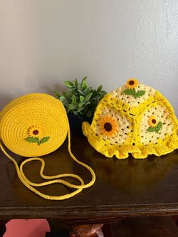 Sunflower Purse & Crochet Hat Set 🌻💛